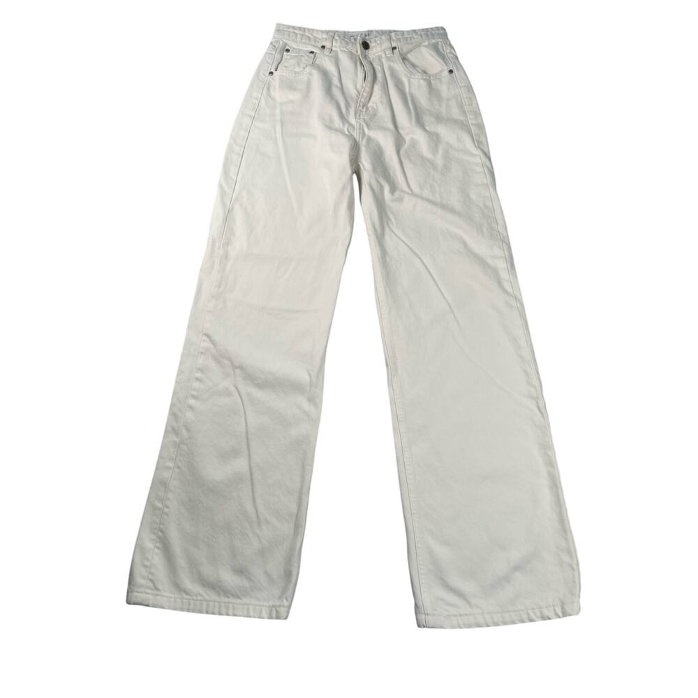 Grey Lab Jeans Womens 29 White Denim High Rise Straight Leg 100% Cotton